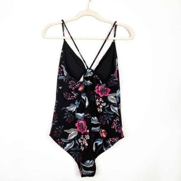 Charlotte Russe Boho Cottagecore Rose Floral Plunge Bodysuit - Picture 1 of 13